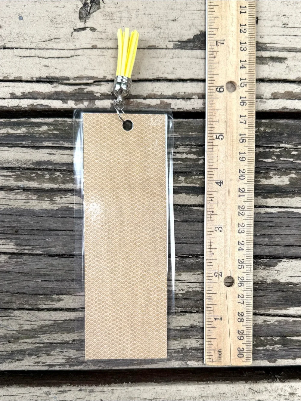 Hand Crafted double-sided laminated bookmark with faux leather tassel